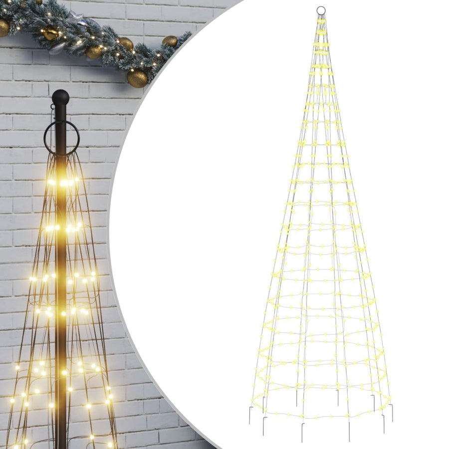 Lichtkegel Aan Vlaggenmast 550 Te Led's 300 cm Warmwit