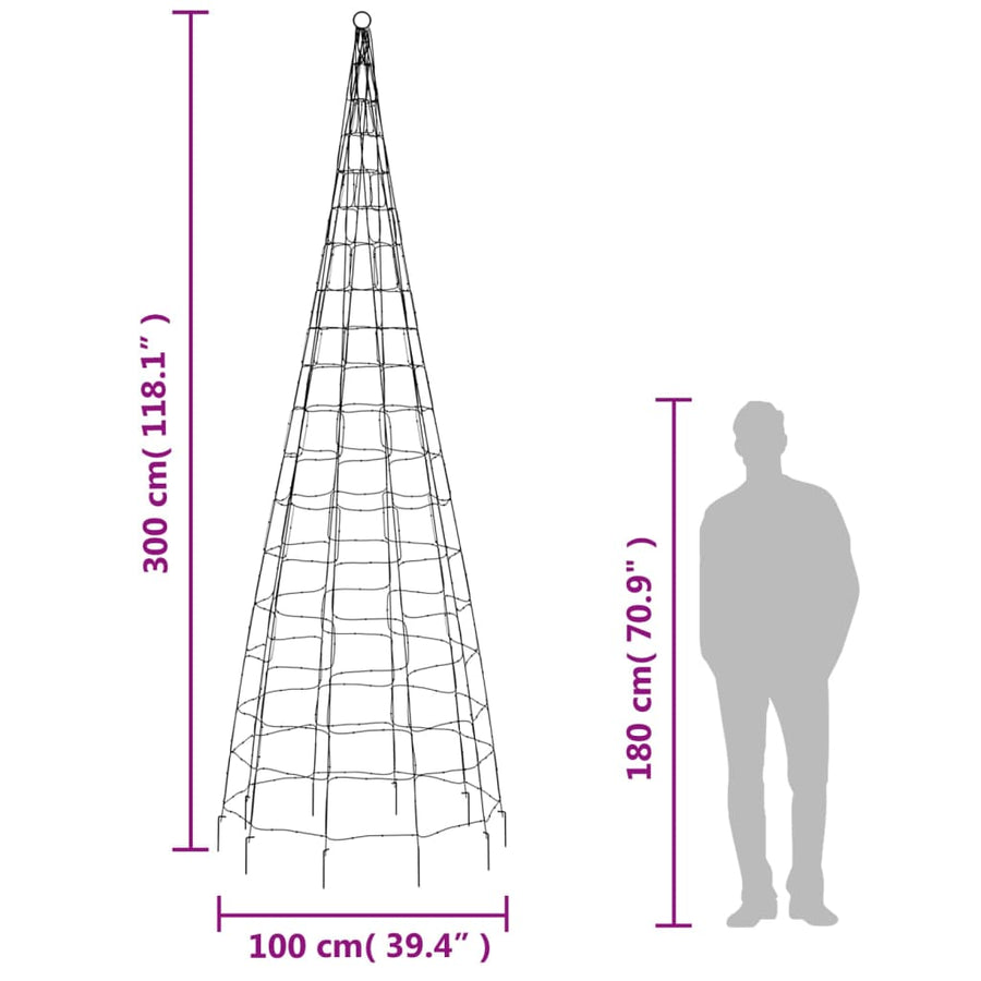 Lichtkegel Aan Vlaggenmast 550 Te Led's 300 cm Warmwit