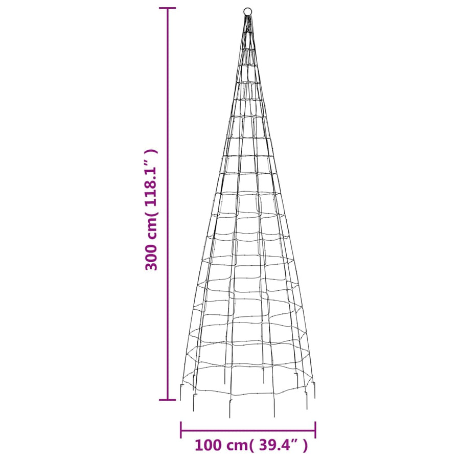 Lichtkegel Aan Vlaggenmast 550 Te Led's 300 cm Warmwit