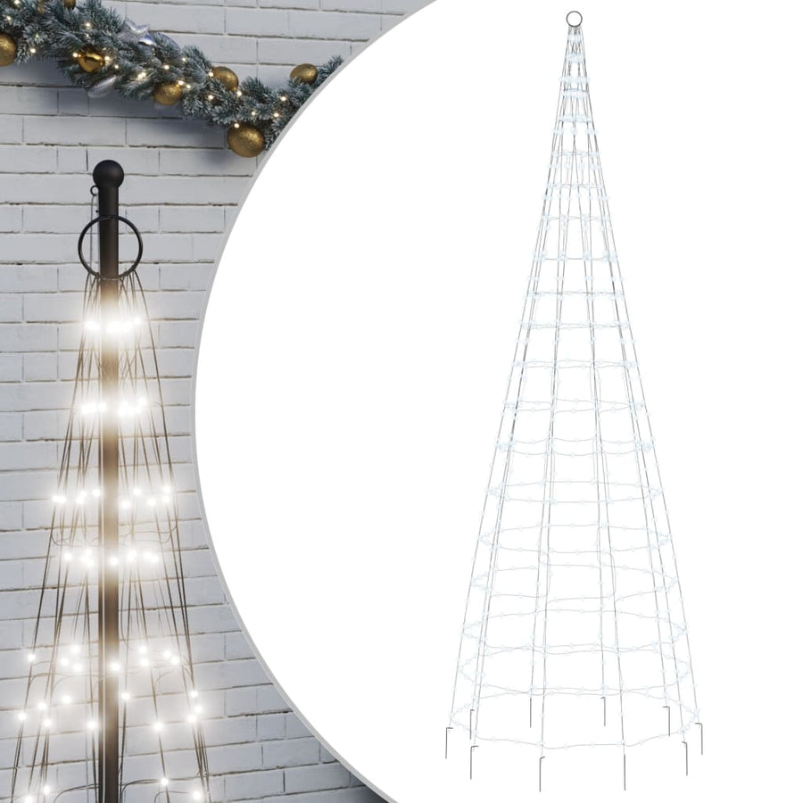 Lichtkegel Aan Vlaggenmast 550 Koudwitte Led's 300 Cm