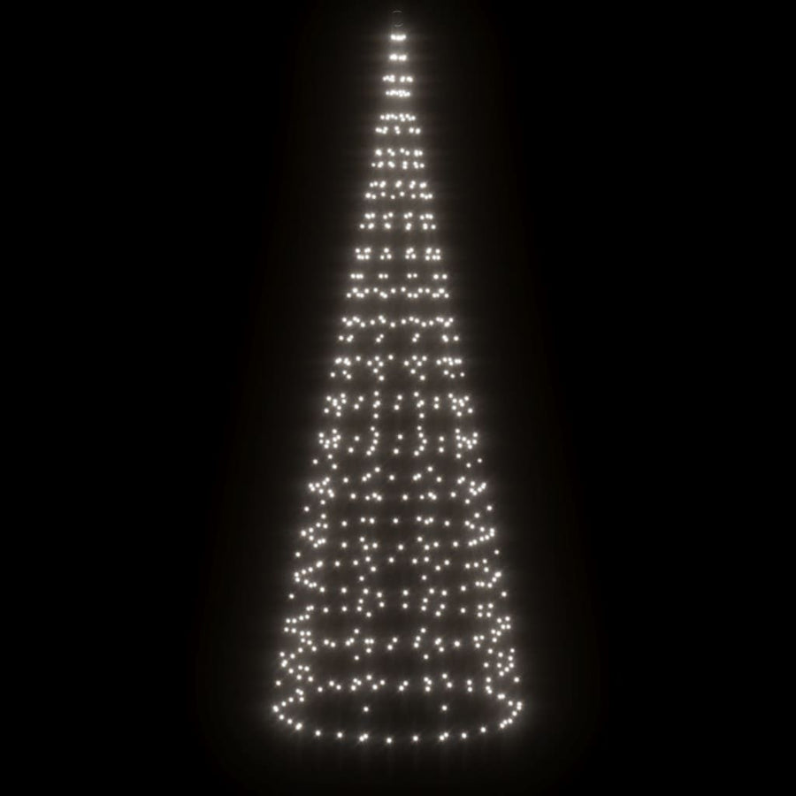 Lichtkegel Aan Vlaggenmast 550 Koudwitte Led's 300 Cm