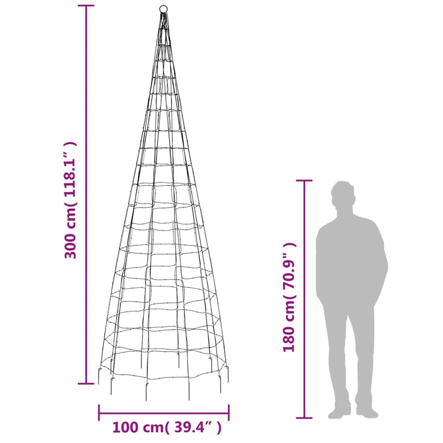 Lichtkegel Aan Vlaggenmast 550 Koudwitte Led's 300 Cm