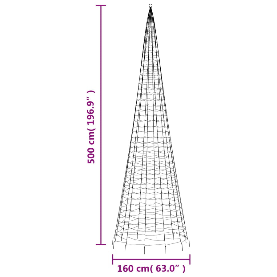 Lichtkegel Aan Vlaggenmast 1534 Warmwitte Led's 500 Cm