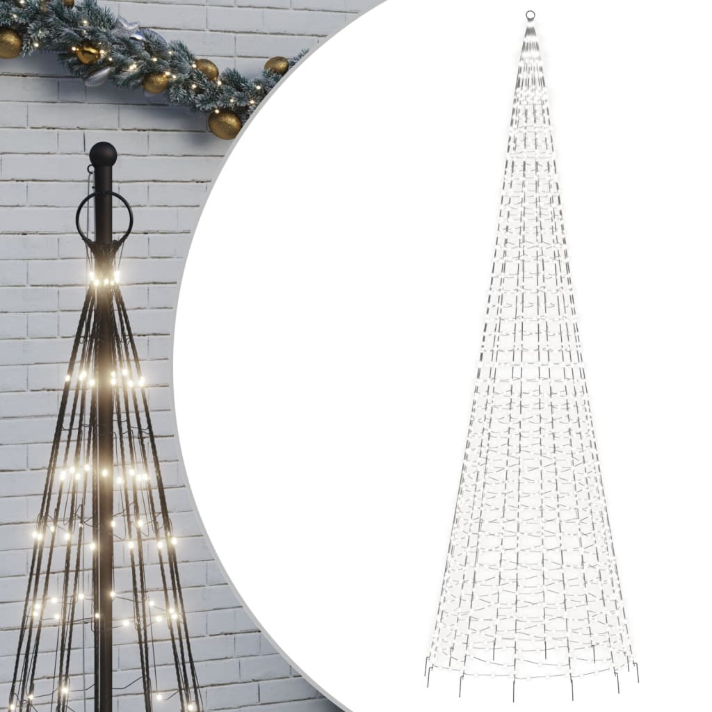 Led-Kerstboom Aan Vlaggenmast 1534 Leds Koud Wit 500 cm Koudwit