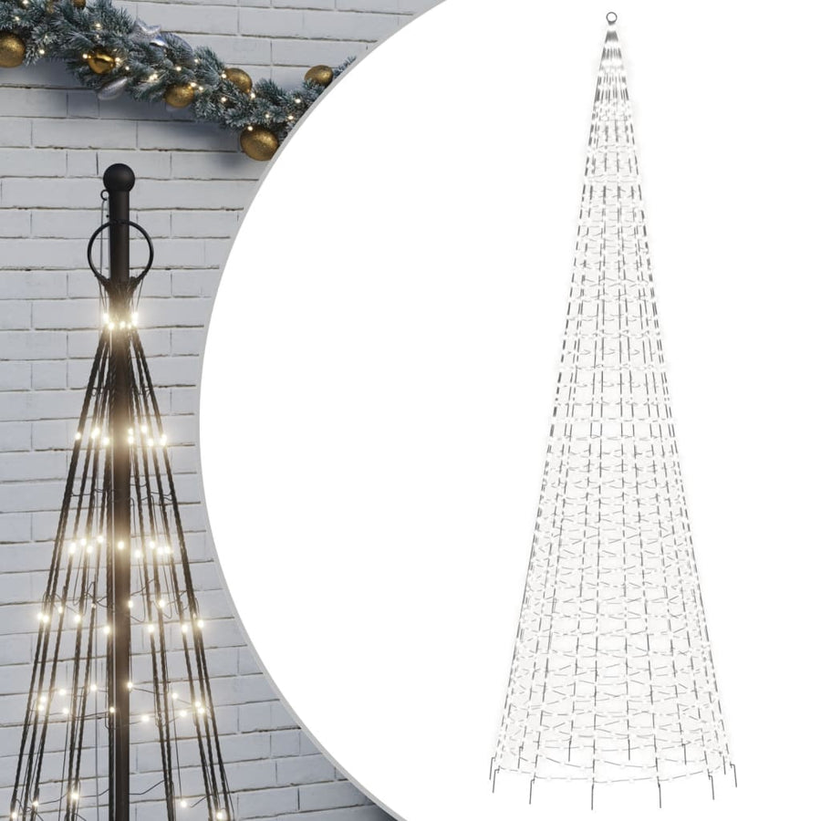 Led-Kerstboom Aan Vlaggenmast 1534 Leds Koud Wit 500 cm Koudwit
