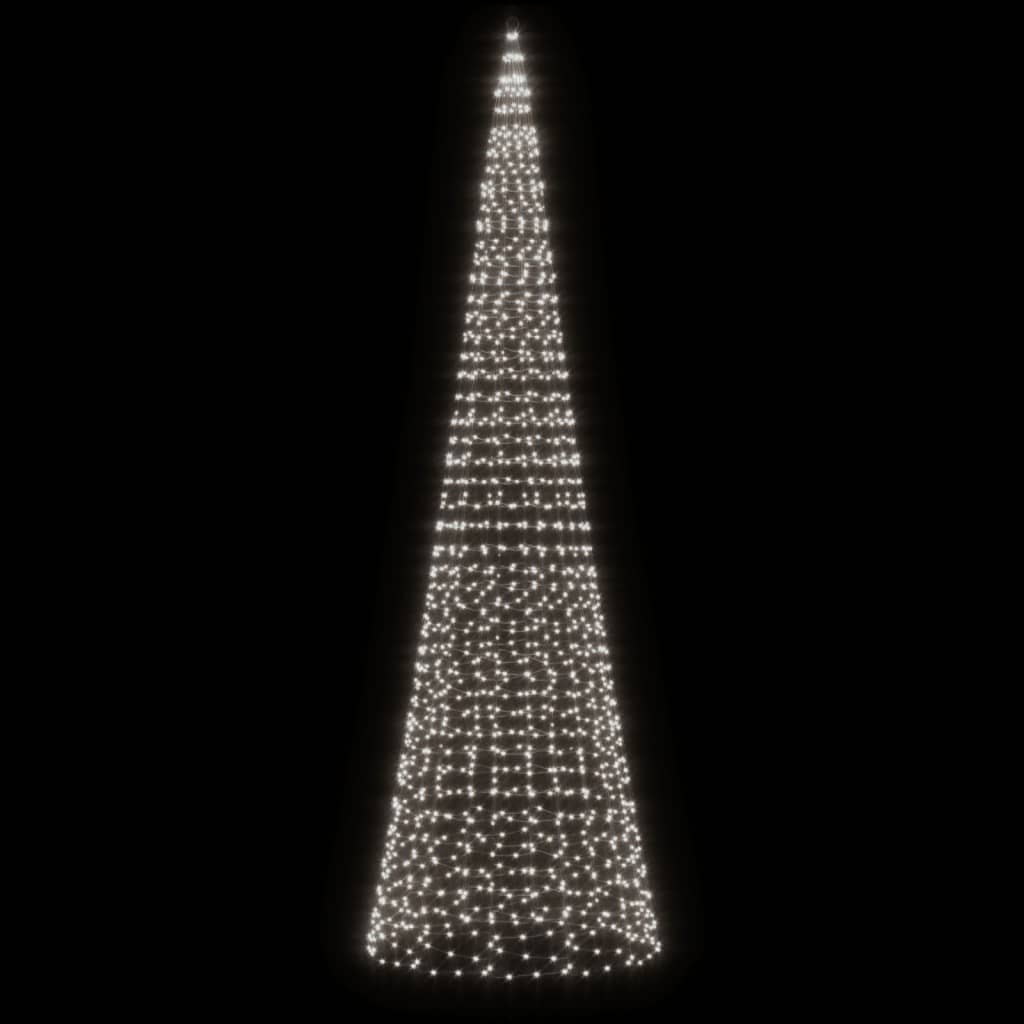 Led-Kerstboom Aan Vlaggenmast 1534 Leds Koud Wit 500 cm Koudwit