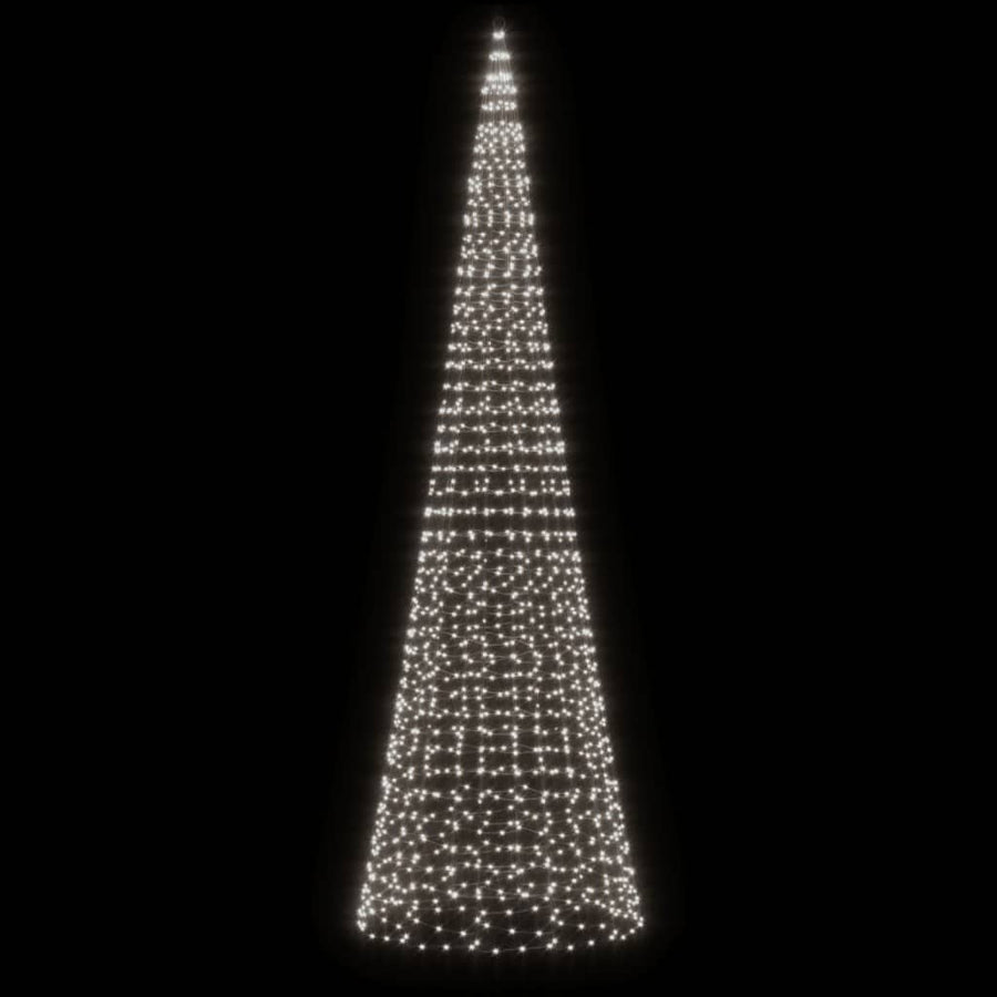 Led-Kerstboom Aan Vlaggenmast 1534 Leds Koud Wit 500 cm Koudwit