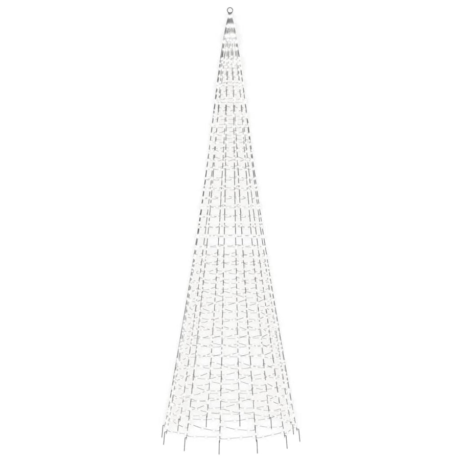 Led-Kerstboom Aan Vlaggenmast 1534 Leds Koud Wit 500 cm Koudwit