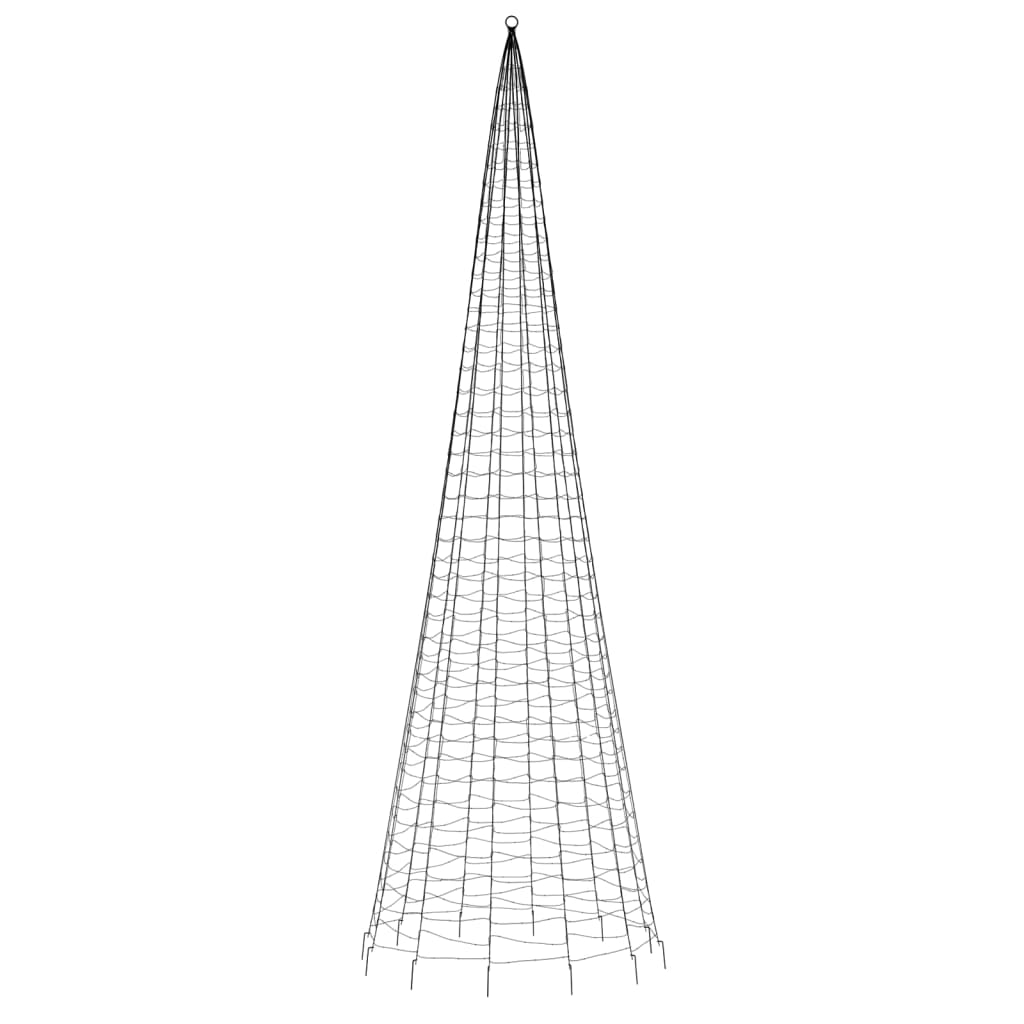 Led-Kerstboom Aan Vlaggenmast 1534 Leds Koud Wit 500 cm Koudwit