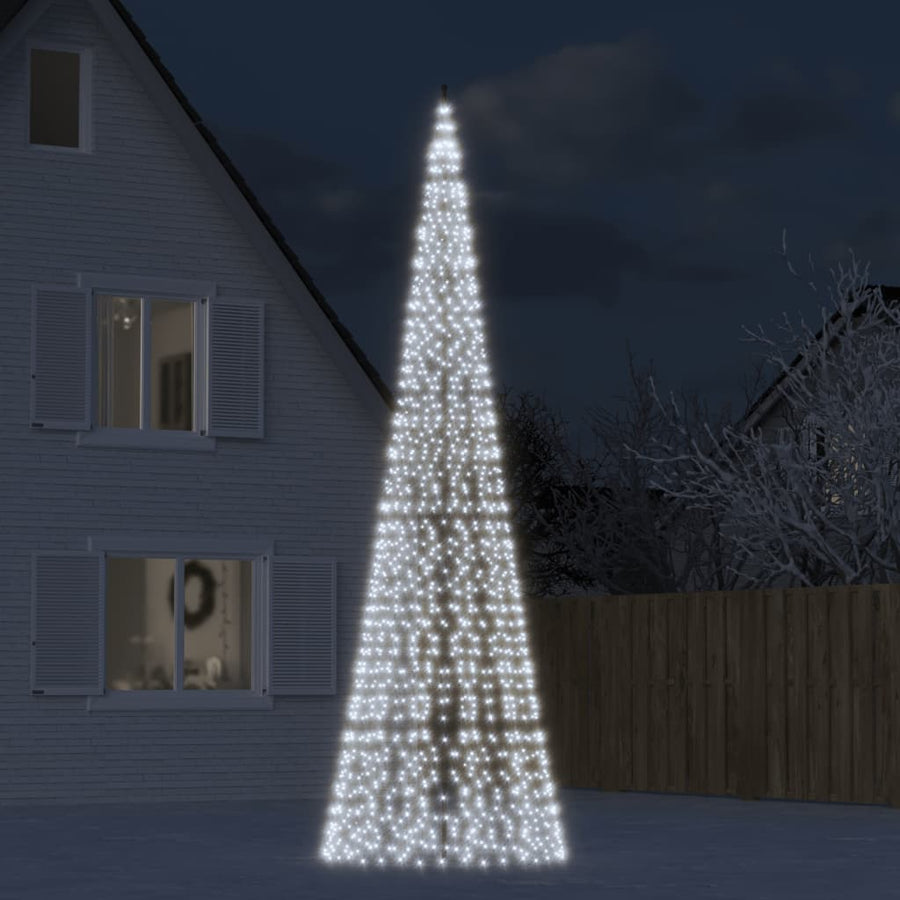 Led-Kerstboom Aan Vlaggenmast 1534 Leds Koud Wit 500 cm Koudwit