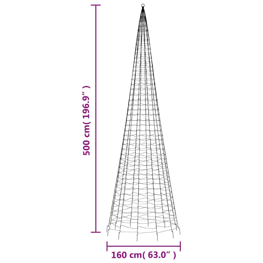 LED-kerstboom 1534 LEDs kleurrijk 500 cm