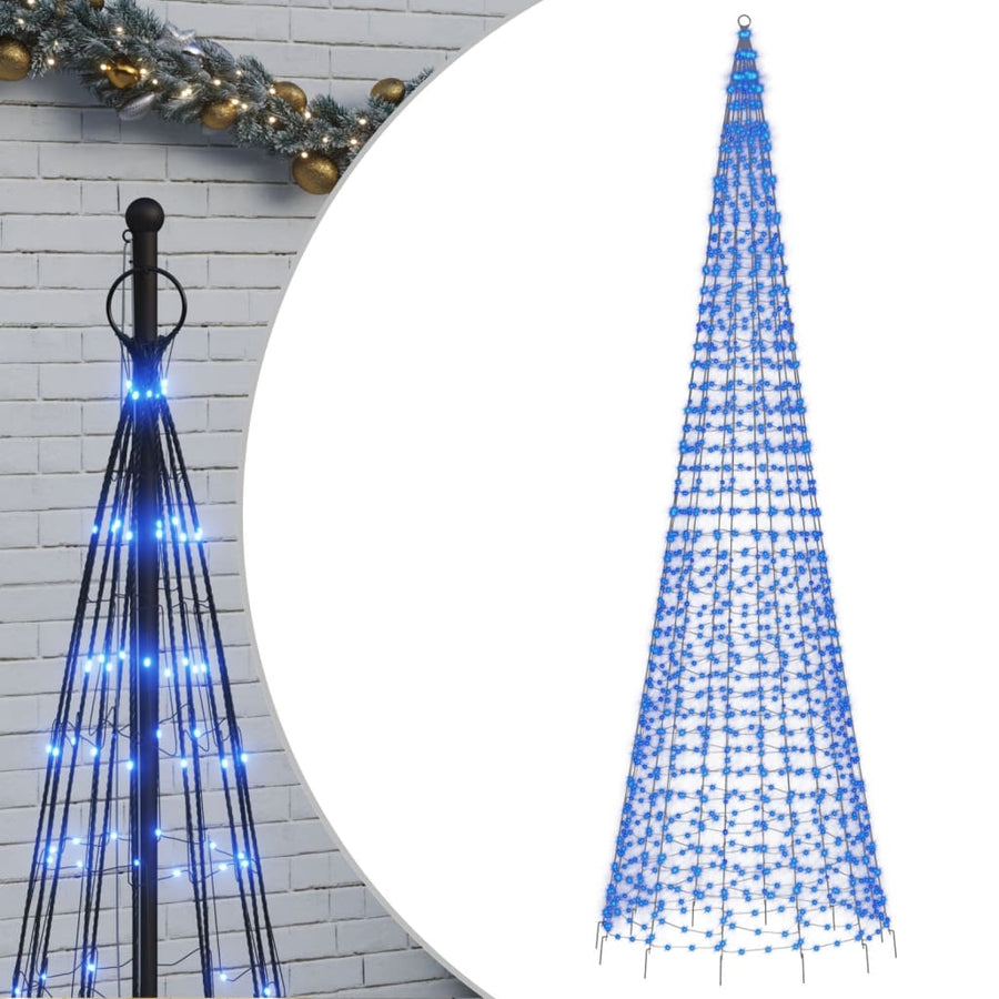 Lichtkegel Aan Vlaggenmast 1534 Blauwe Led's 500 Cm