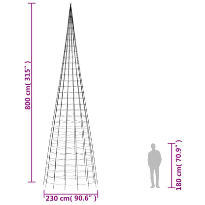 Led-Kerstboom Aan Vlaggenmast 3000 Leds Warm Wit 800 cm Warmwit