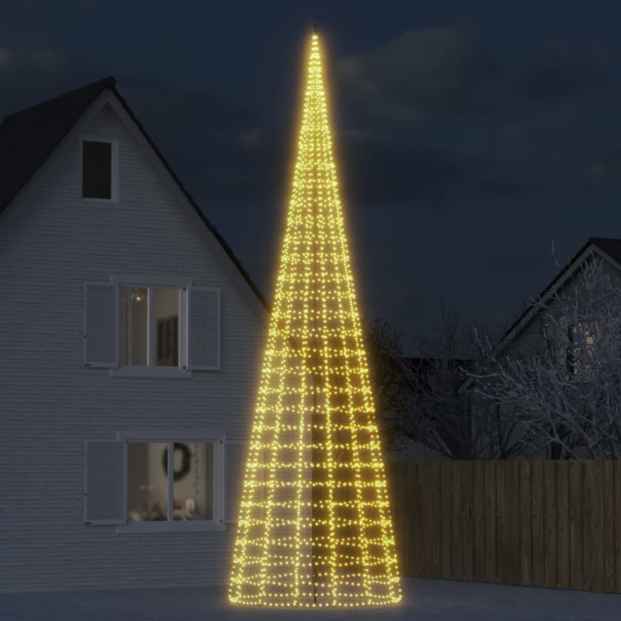 Led-Kerstboom Aan Vlaggenmast 3000 Leds Warm Wit 800 cm Warmwit