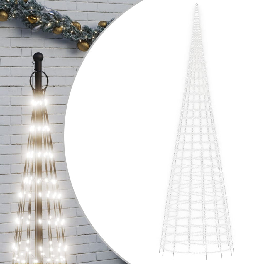 Lichtkegel Aan Vlaggenmast 3000 Koudwitte Led's 800 Cm