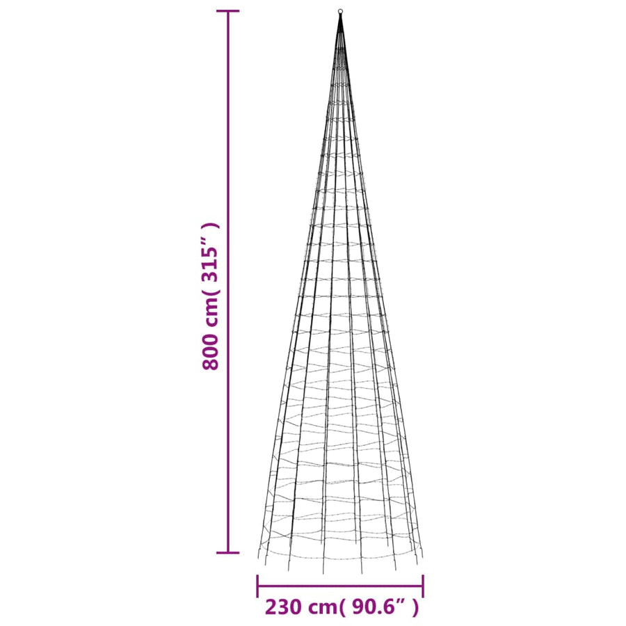 Lichtkegel Aan Vlaggenmast 3000 Koudwitte Led's 800 Cm