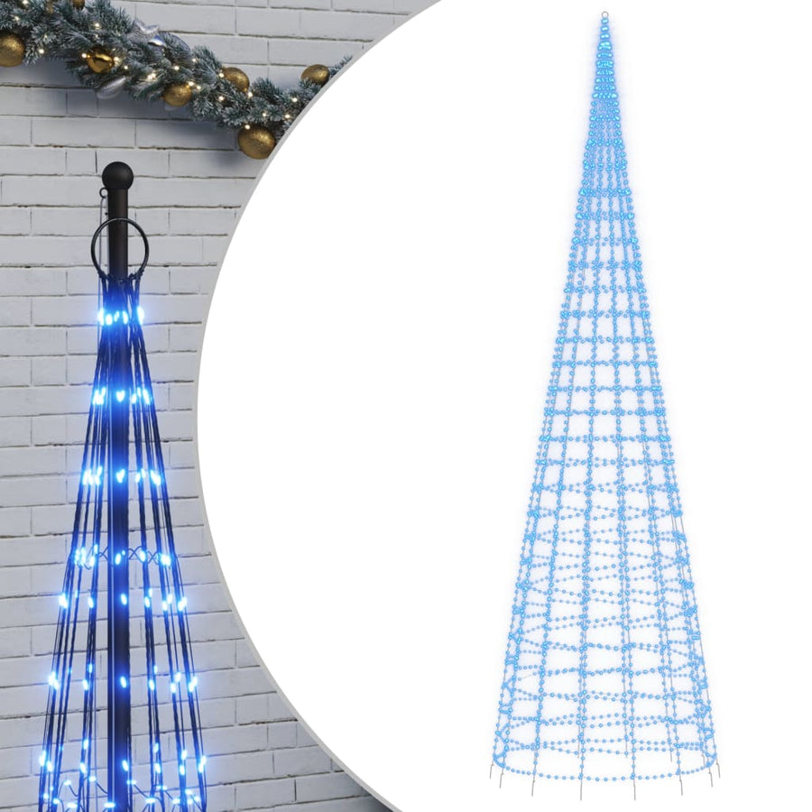Lichtkegel Aan Vlaggenmast 3000 Blauwe Led's 800 Cm