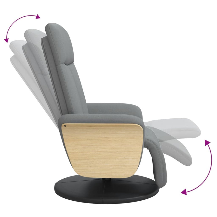 Fauteuil Verstelbaar Met Voetensteun Stof Lichtgrijs