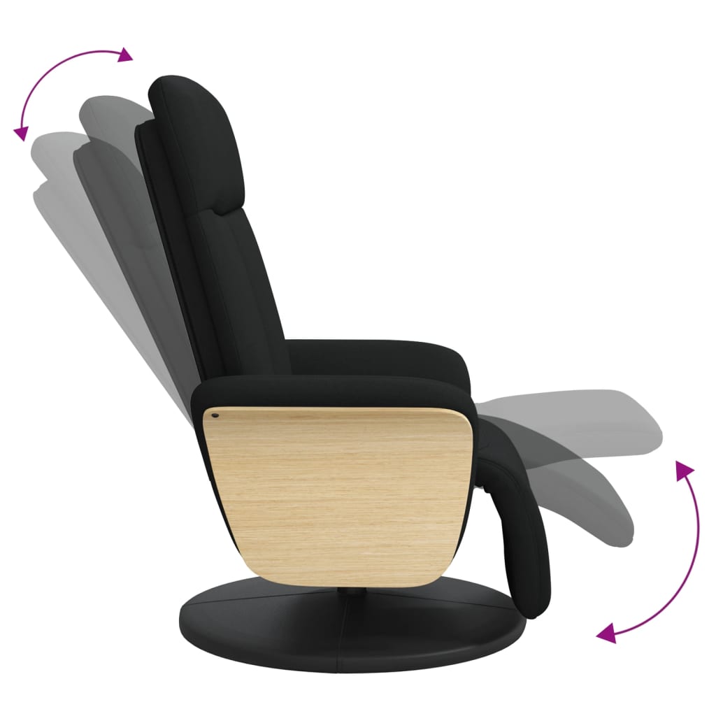 Fauteuil Verstelbaar Met Voetensteun Stof Zwart 1