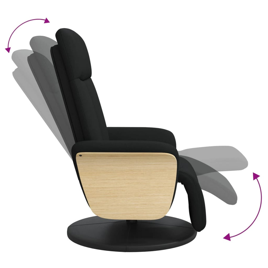 Fauteuil Verstelbaar Met Voetensteun Stof Zwart 1