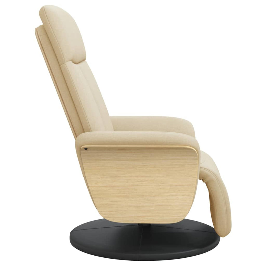 Fauteuil Verstelbaar Met Voetensteun Stof Kleurig Crème