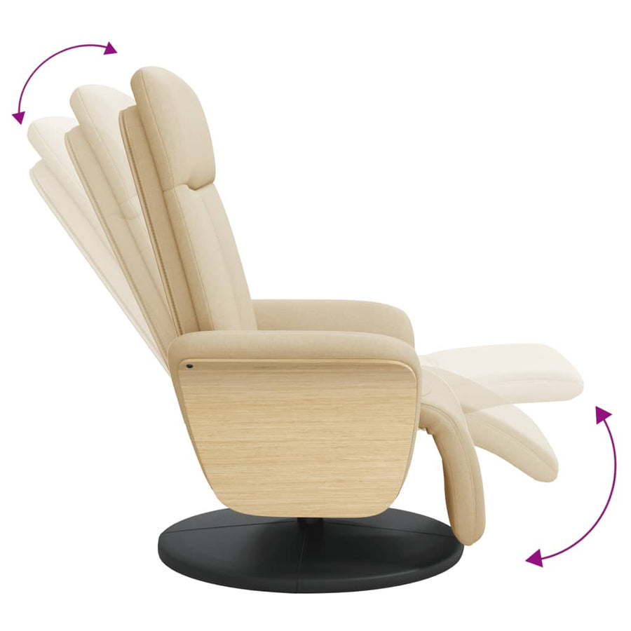 Fauteuil Verstelbaar Met Voetensteun Stof Kleurig Crème