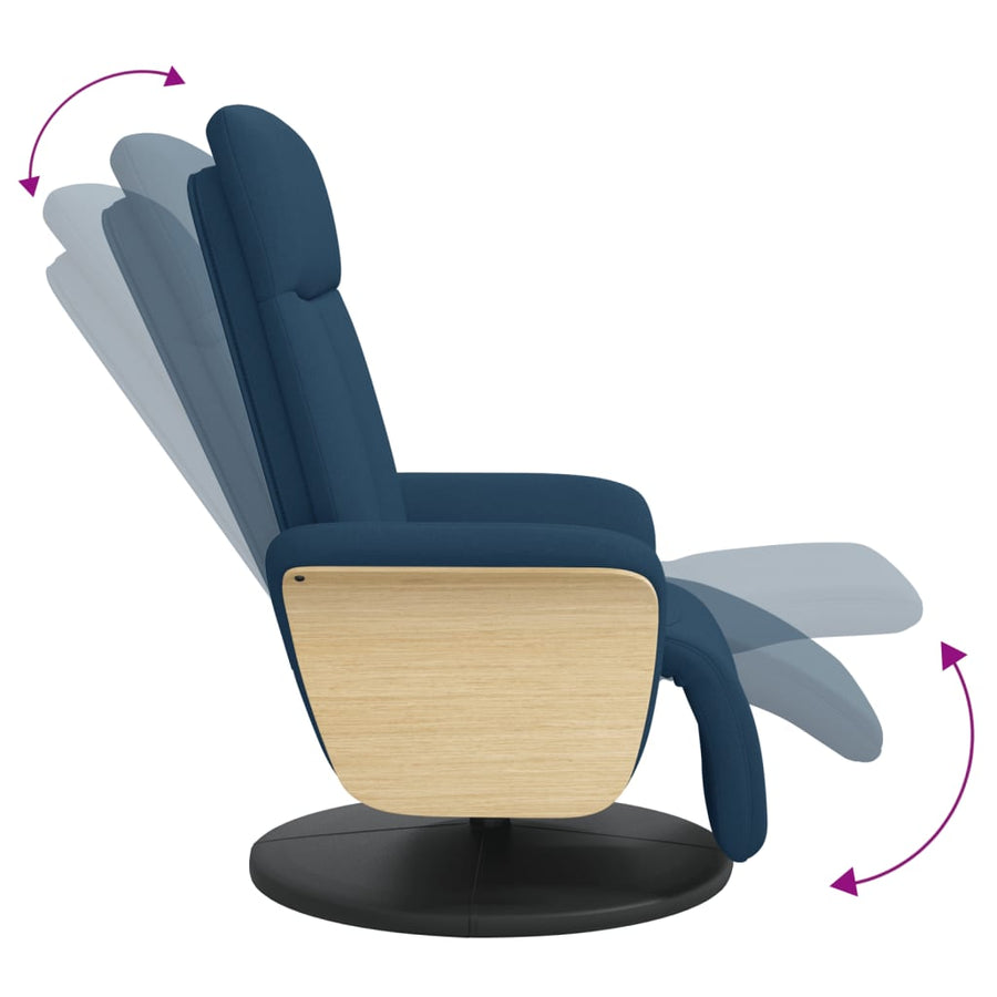 Fauteuil Verstelbaar Met Voetensteun Stof Blauw