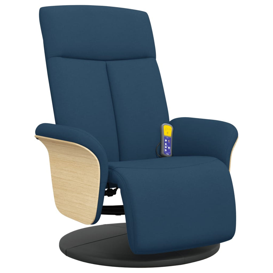 Massagestoel Verstelbaar Met Voetensteun Stof Blauw