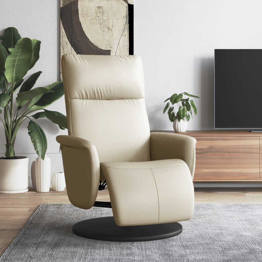Fauteuil Verstelbaar Met Voetensteun Kunstleer Kleurig 1 Crème