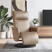 Adjustable armchair with footrest, cappuccino-colored faux leather