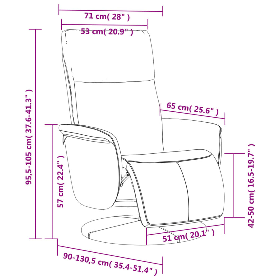 Fauteuil Verstelbaar Met Voetensteun Kunstleer Wit 1
