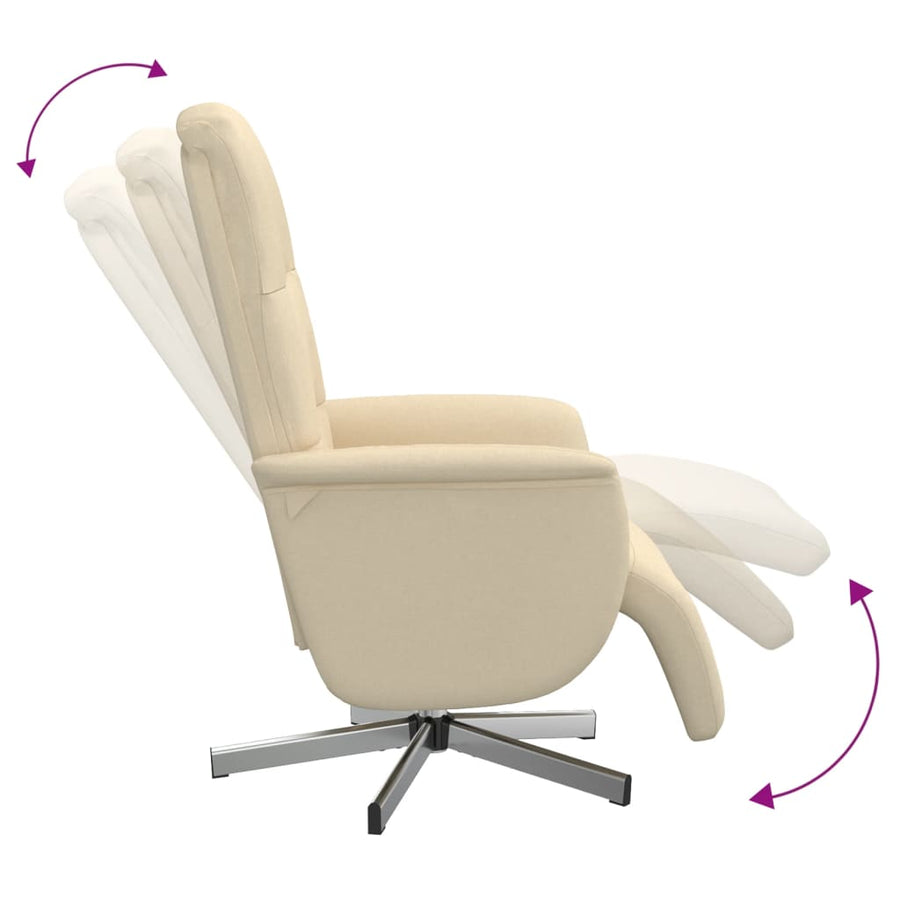Fauteuil Verstelbaar Met Voetensteun Stof Kleurig Crème