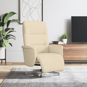Adjustable armchair with footrest, cream-colored fabric