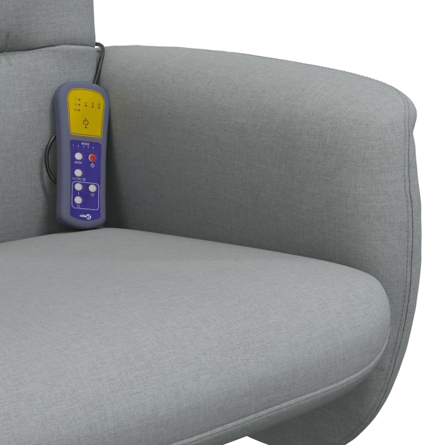 Massagestoel Verstelbaar Met Voetenbank Stof Lichtgrijs
