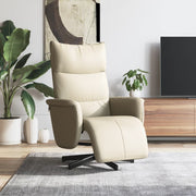 Fauteuil verstelbaar met voetensteun kunstleer crème