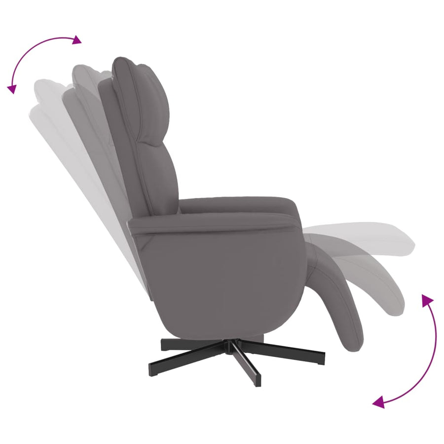Fauteuil Verstelbaar Met Voetensteun Kunstleer Grijs