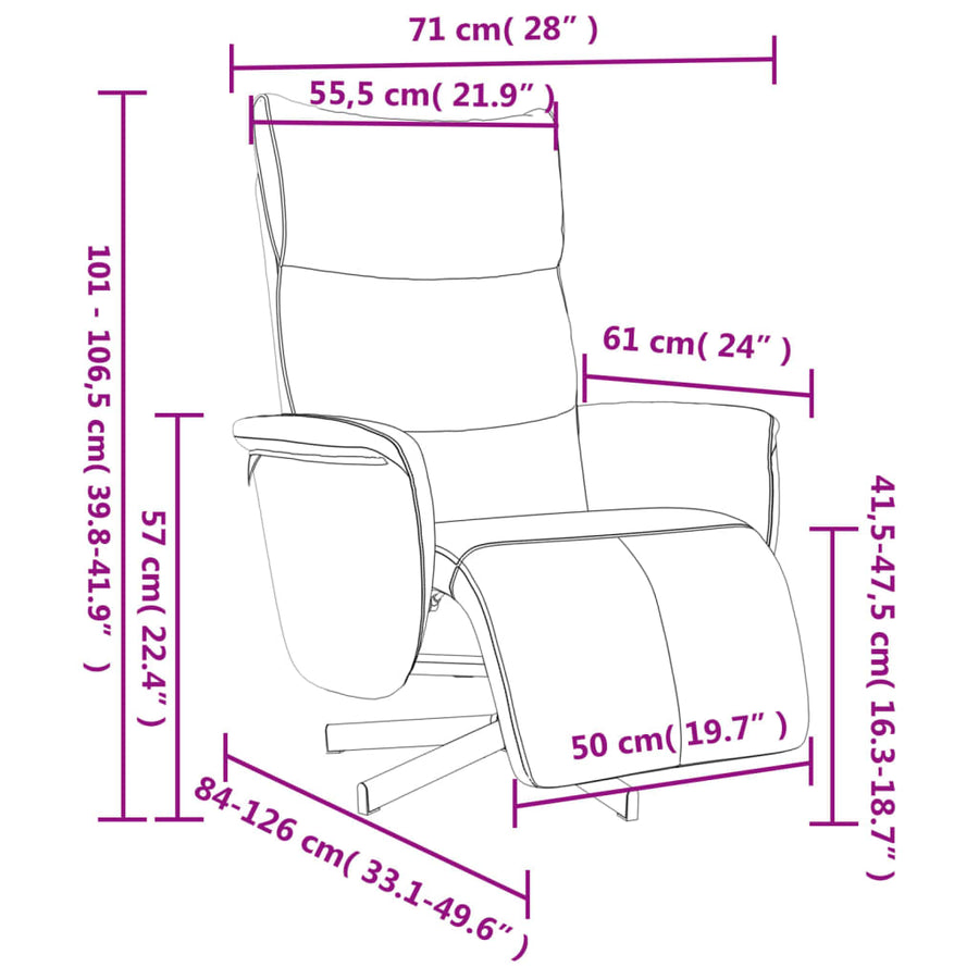 Fauteuil Verstelbaar Met Voetensteun Kunstleer Grijs