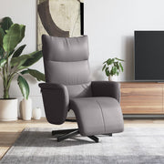 Fauteuil verstelbaar met voetensteun grijs kunstleer