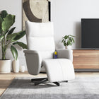 Adjustable massage chair with footrest, white faux leather