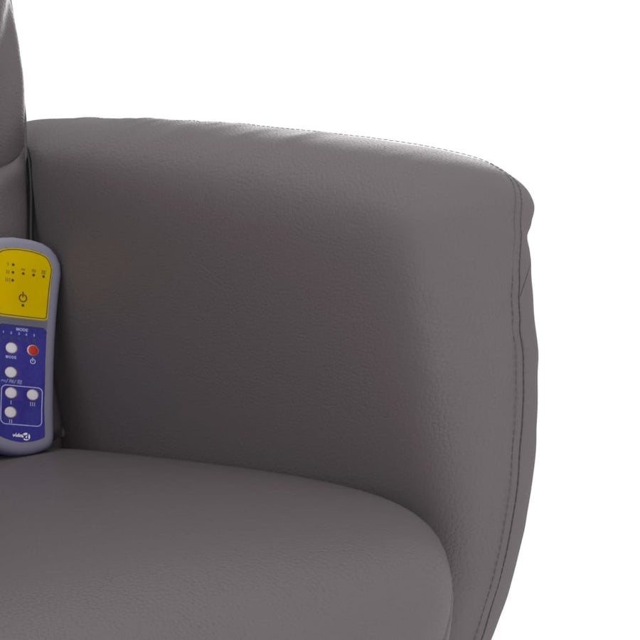 Massagestoel Verstelbaar Met Voetenbankje Kunstleer Grijs