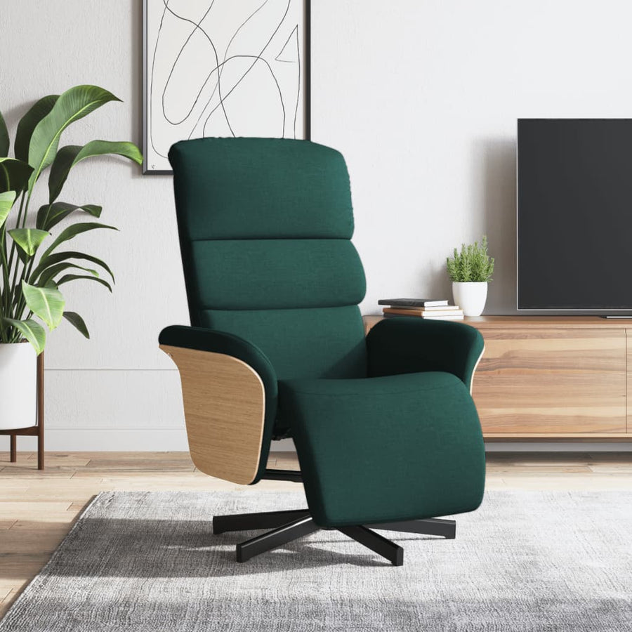 Fauteuil verstelbaar met voetensteun stof donkergroen