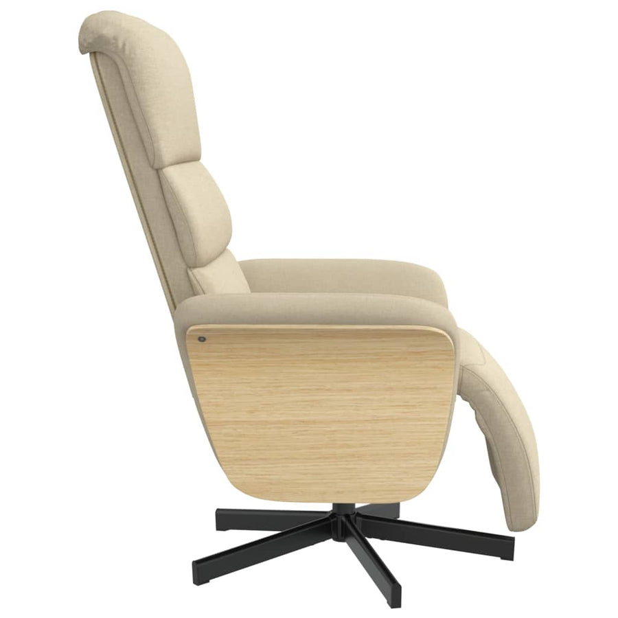 Fauteuil Verstelbaar Met Voetensteun Stof Kleurig Crème