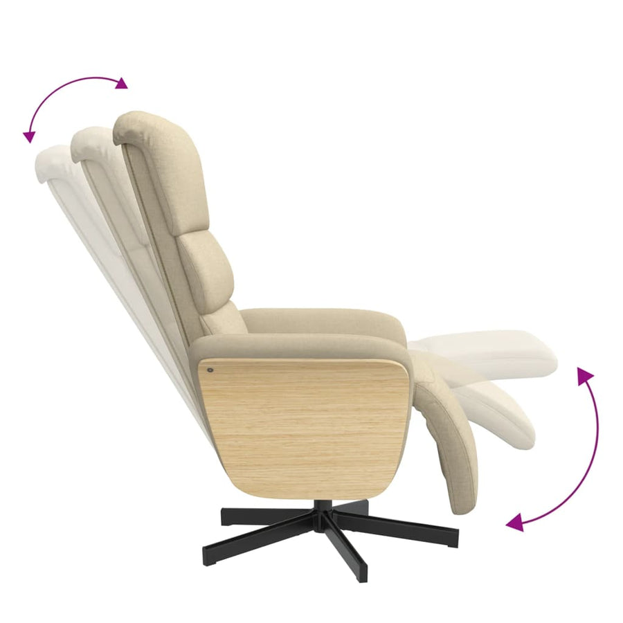 Fauteuil Verstelbaar Met Voetensteun Stof Kleurig Crème