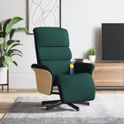 Adjustable massage chair with footrest, dark green fabric