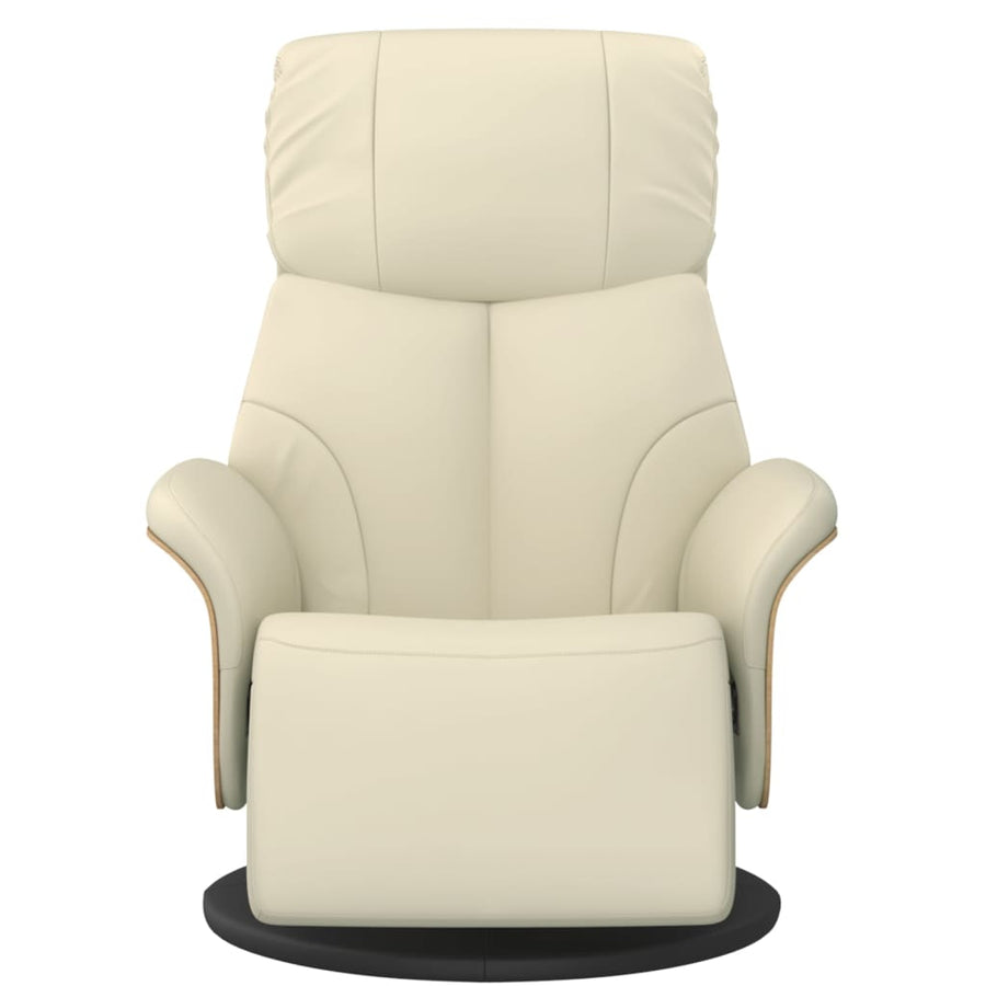Fauteuil verstelbaar met voetensteun kunstleer crèmekleurig
