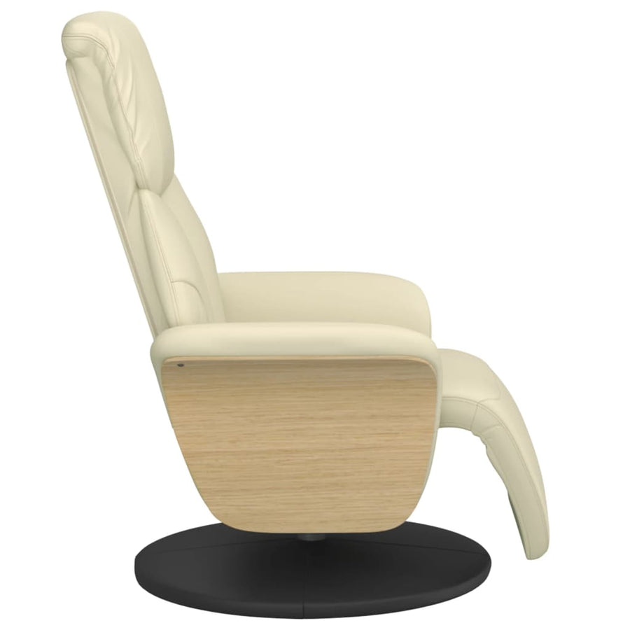 Fauteuil verstelbaar met voetensteun kunstleer crèmekleurig
