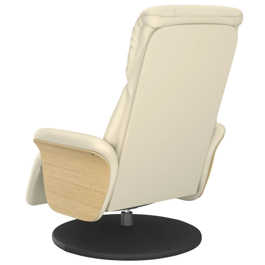 Fauteuil verstelbaar met voetensteun kunstleer crèmekleurig