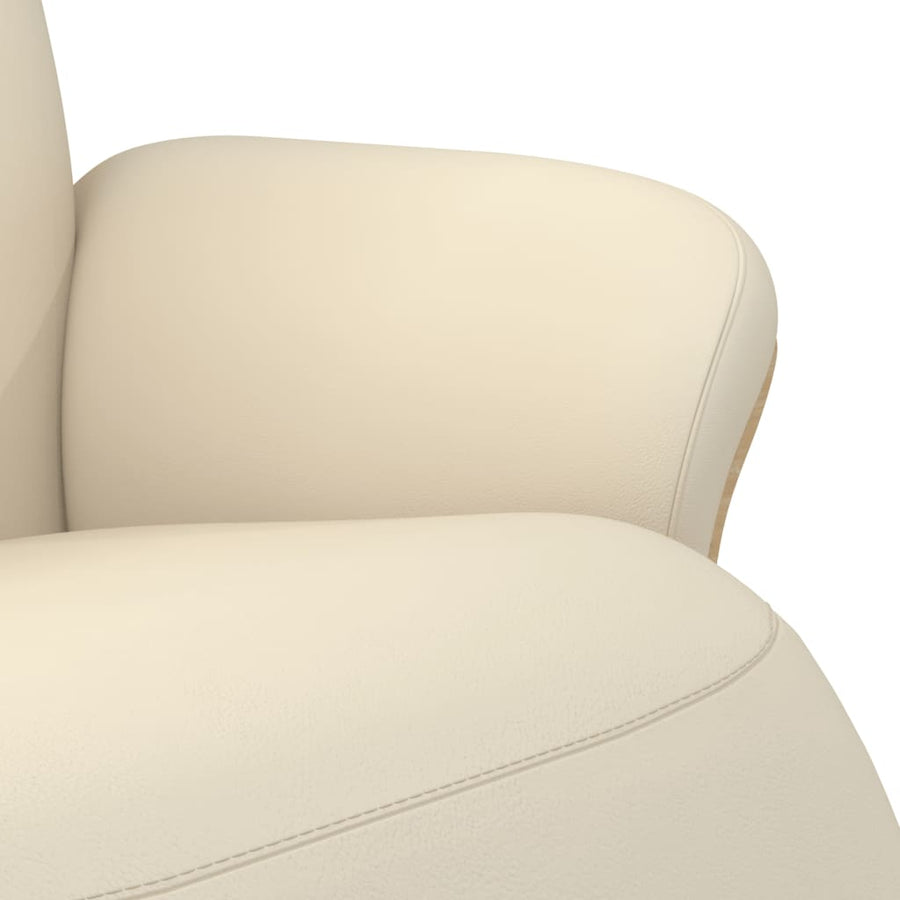 Fauteuil verstelbaar met voetensteun kunstleer crèmekleurig