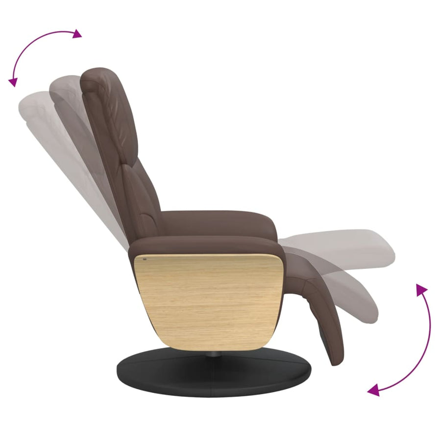 Fauteuil Verstelbaar Met Voetensteun Kunstleer Bruin