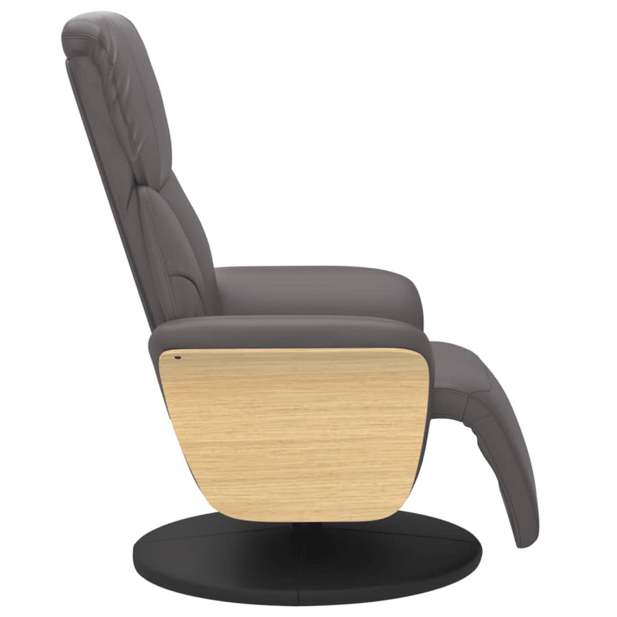Fauteuil verstelbaar met voetensteun kunstleer grijs